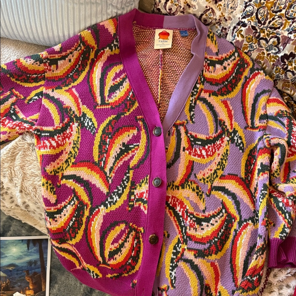 Anthropologie Farm Multicolor Patterned Women's Cardigan